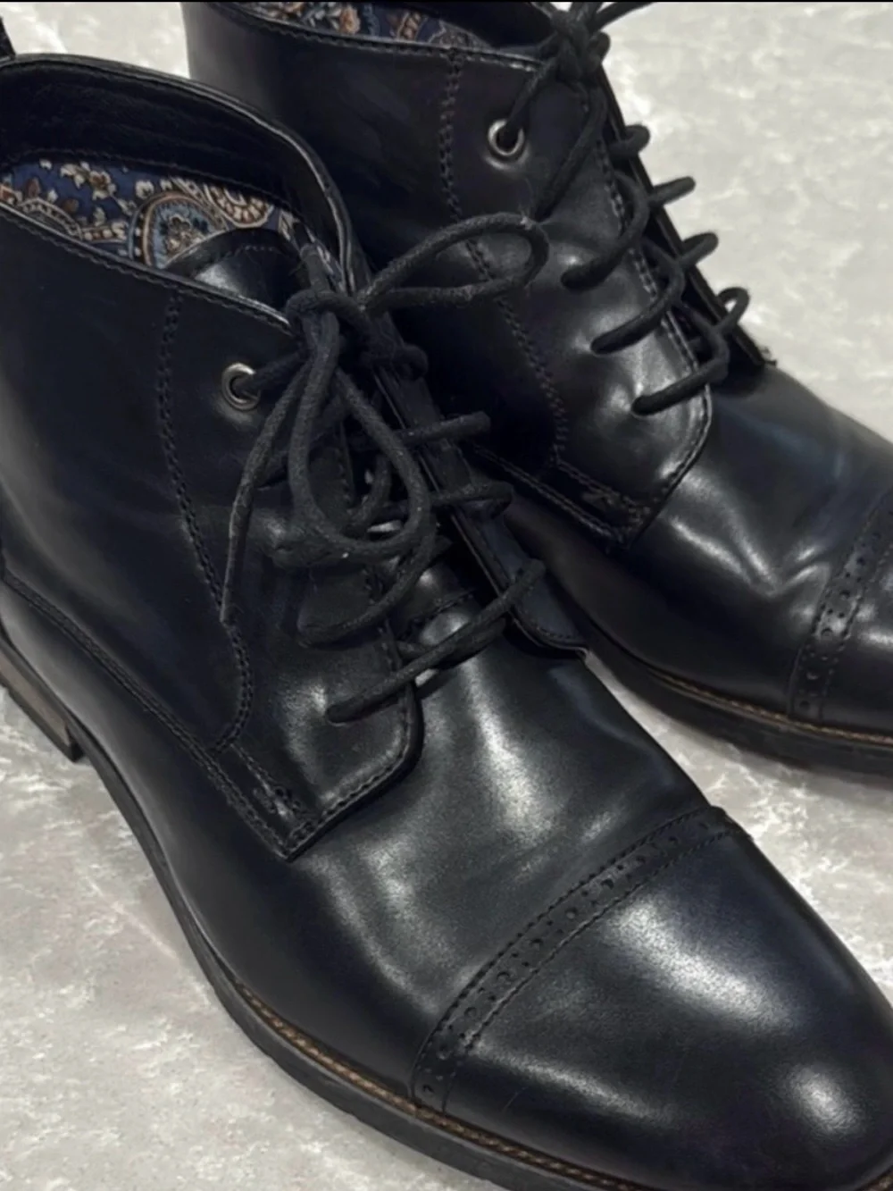 Bruno Marc Black Cap Toe Ankle Boots Mens 10 Lace Up Dress Boots